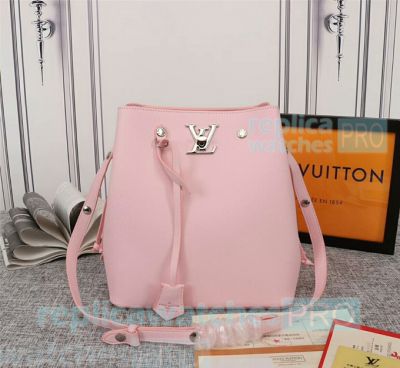 Special Style Copy L---V Twist Lock Pink Genuine Leather Ladies Buckle Bag